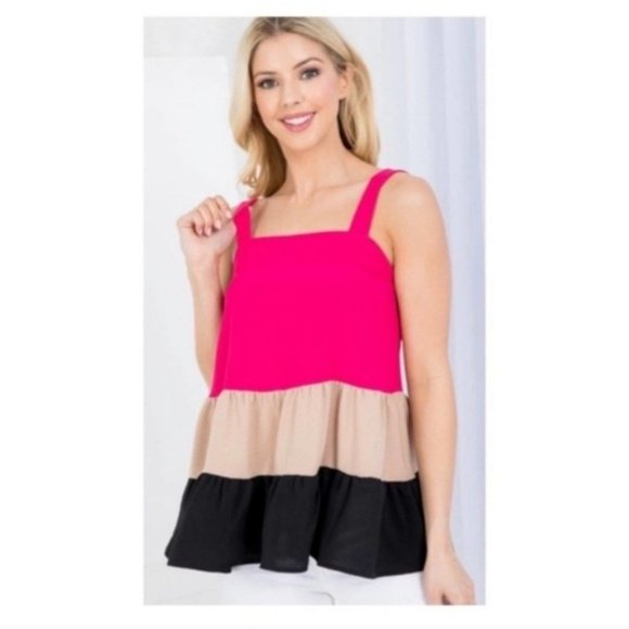 🧡6/$25🧡COLOR BLOCK TIERED TOP/BLOUSE-NEW - Picture 6 of 7